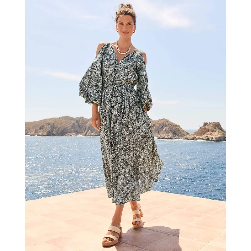 Mosaic Maxi Dresses -Mosaic Maxi Dresses -Tommy Bahama Women's Playa Python Long Sleeve Maxi Dress - Shadow