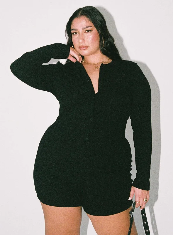 Sophisticated Jet Maxi Dresses -Sophisticated Jet Maxi Dresses -The Maxine Romper Black Curve