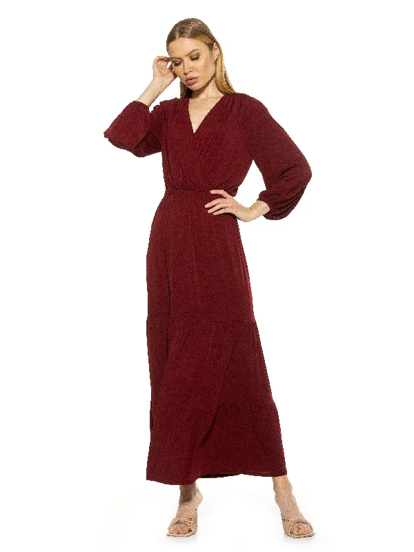 Tropical Garnet Maxi Dresses -Tropical Garnet Maxi Dresses -Raglan Maxi Dress