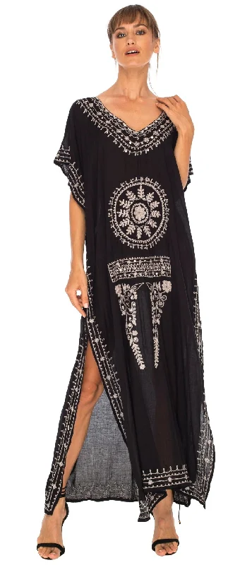 Young Azure Maxi Dresses -Young Azure Maxi Dresses -SHU-SHI Women's Long Kaftan Beach Dress - Ethnic Mandala Print Maxi Cover-Up