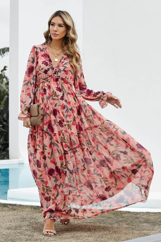 Wave Jet Maxi Dresses -Wave Jet Maxi Dresses -Brianna Floral Maxi