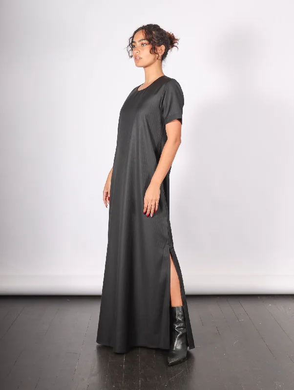 Jet Sophisticated Maxi Dresses -Jet Sophisticated Maxi Dresses -Maxi T-Shirt Dress in Large Scale Pinstripes by Shwetambari