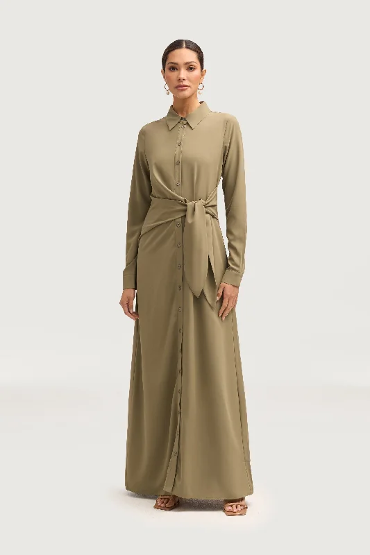 Tiffany Tiny Maxi Dresses -Tiffany Tiny Maxi Dresses -Sandra Side Tie Maxi Dress - Za'atar