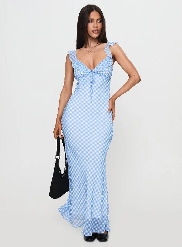 Tiffany Maxi Dresses -Tiffany Maxi Dresses -Brigette Maxi Dress Blue Gingham