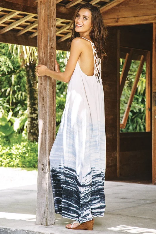 Voile Jade Maxi Dresses -Voile Jade Maxi Dresses -SHU-SHI Women's Sleeveless Maxi Tank Dress - Tie Dye Sundress