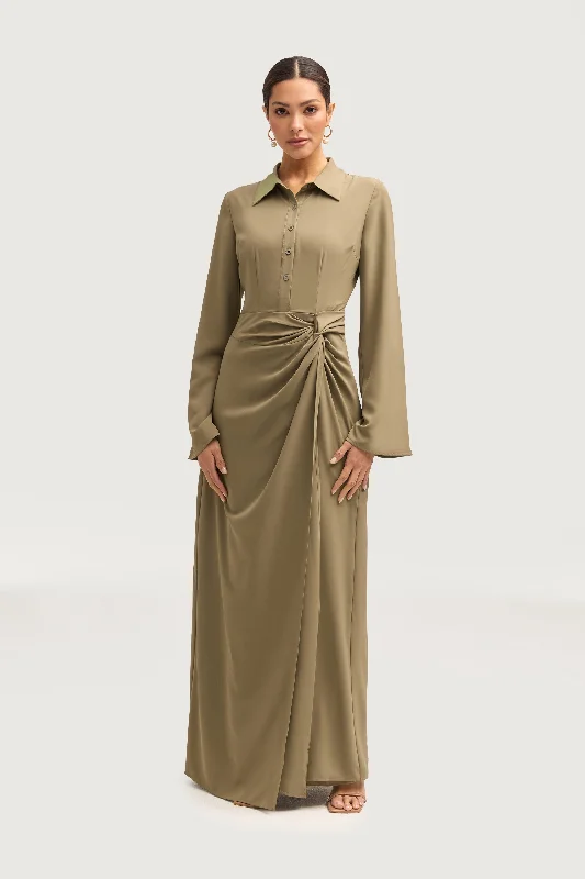 Cozy Crepe Maxi Dresses -Cozy Crepe Maxi Dresses -Tamara Wrap Maxi Dress - Za'atar