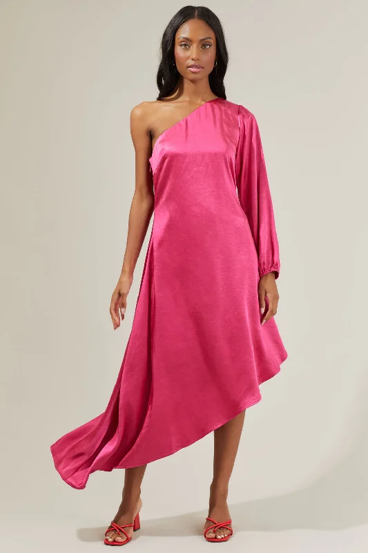 Gathering Maxi Dresses -Gathering Maxi Dresses -Gina One Shoulder Maxi Dress