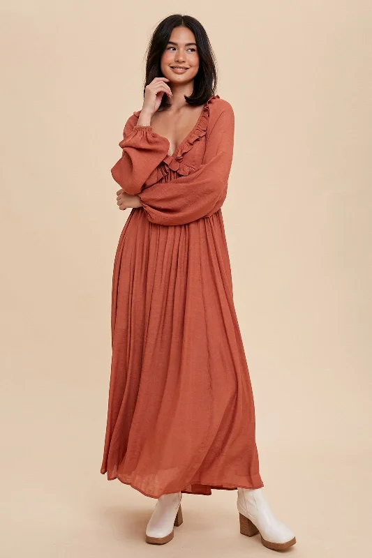 Chilly Maxi Dresses -Chilly Maxi Dresses -Take Me Out Terracotta Maxi