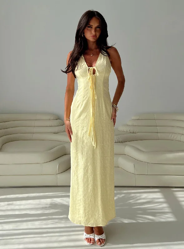 Retro Chic Maxi Dresses -Retro Chic Maxi Dresses -Chantilly Maxi Dress Lemon