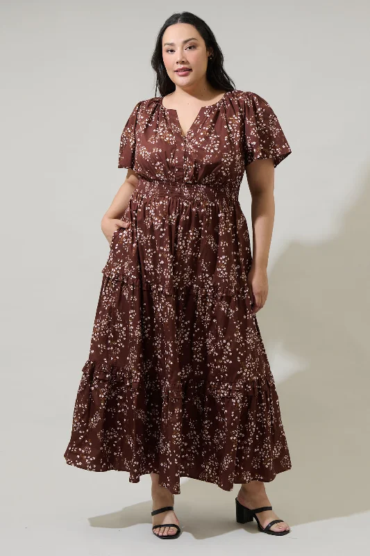 Mosaic Maxi Dresses -Mosaic Maxi Dresses -Gibson Floral Palmer Poplin Tiered Maxi Dress Curve