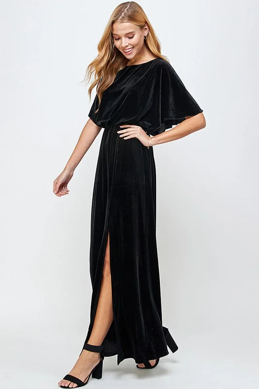 Azure Swing Formal Maxi Dresses -Azure Swing Formal Maxi Dresses -Black Valerie Velvet Maxi