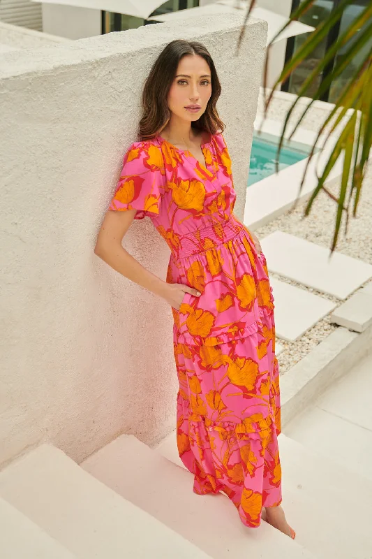 Wave Amber Maxi Dresses -Wave Amber Maxi Dresses -Passion Punch Palmer Poplin Tiered Maxi Dress