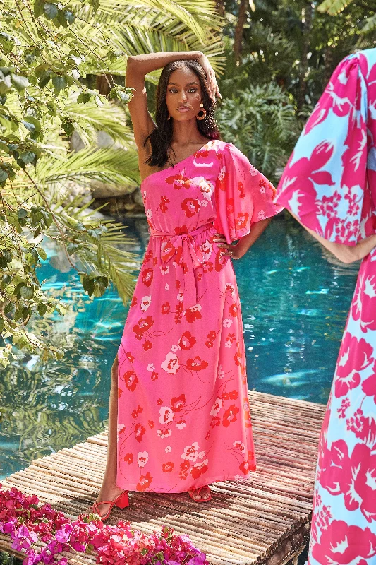 Amber Updated Sunset Maxi Dresses -Amber Updated Sunset Maxi Dresses -Cherry Blossom Meara One Shoulder Satin Maxi Dress