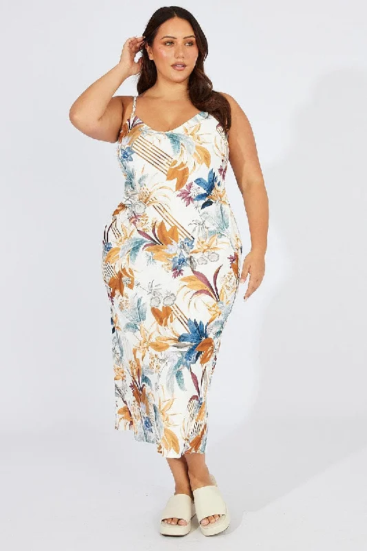 Voile Jade Maxi Dresses -Voile Jade Maxi Dresses -Multi Floral Bias Maxi Conversation Print Dress