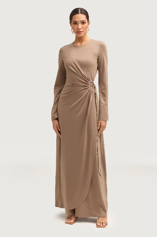 Cream Lavish Maxi Dresses -Cream Lavish Maxi Dresses -Reema Wrap Maxi Dress - Taupe