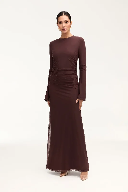 Jade Updated Maxi Dresses -Jade Updated Maxi Dresses -Arianna Rouched Maxi Dress - Espresso