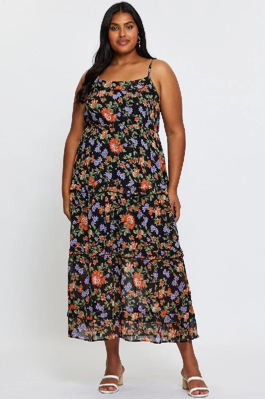 Bump-Friendly Mosaic Maxi Dresses -Bump-Friendly Mosaic Maxi Dresses -Floral Print Maxi Dress Square Neck Sleeveless