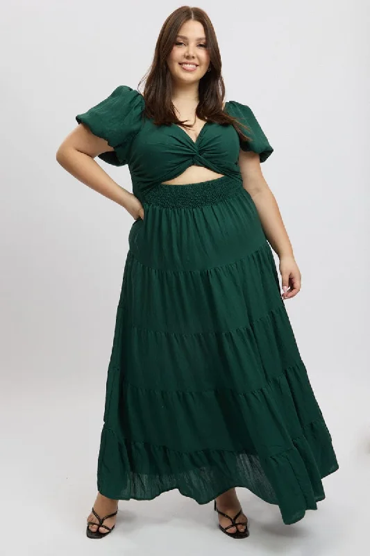 Trapeze Amber Maxi Dresses -Trapeze Amber Maxi Dresses -Green Maxi Dress Short Sleeve Twist Front