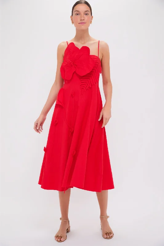 Old-School Anniversary Midi Dresses -Old-School Anniversary Midi Dresses -Red Garden Sleeveless Midi Dress