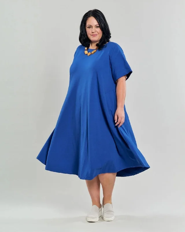 Dainty Onyx Midi Dresses -Dainty Onyx Midi Dresses -Ayla Trapeze Midi Dress, Cobalt