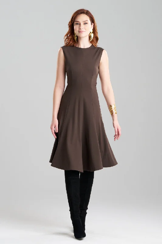 Sharp Taffeta Mixer Midi Dresses -Sharp Taffeta Mixer Midi Dresses -Compact Knit Midi Dress