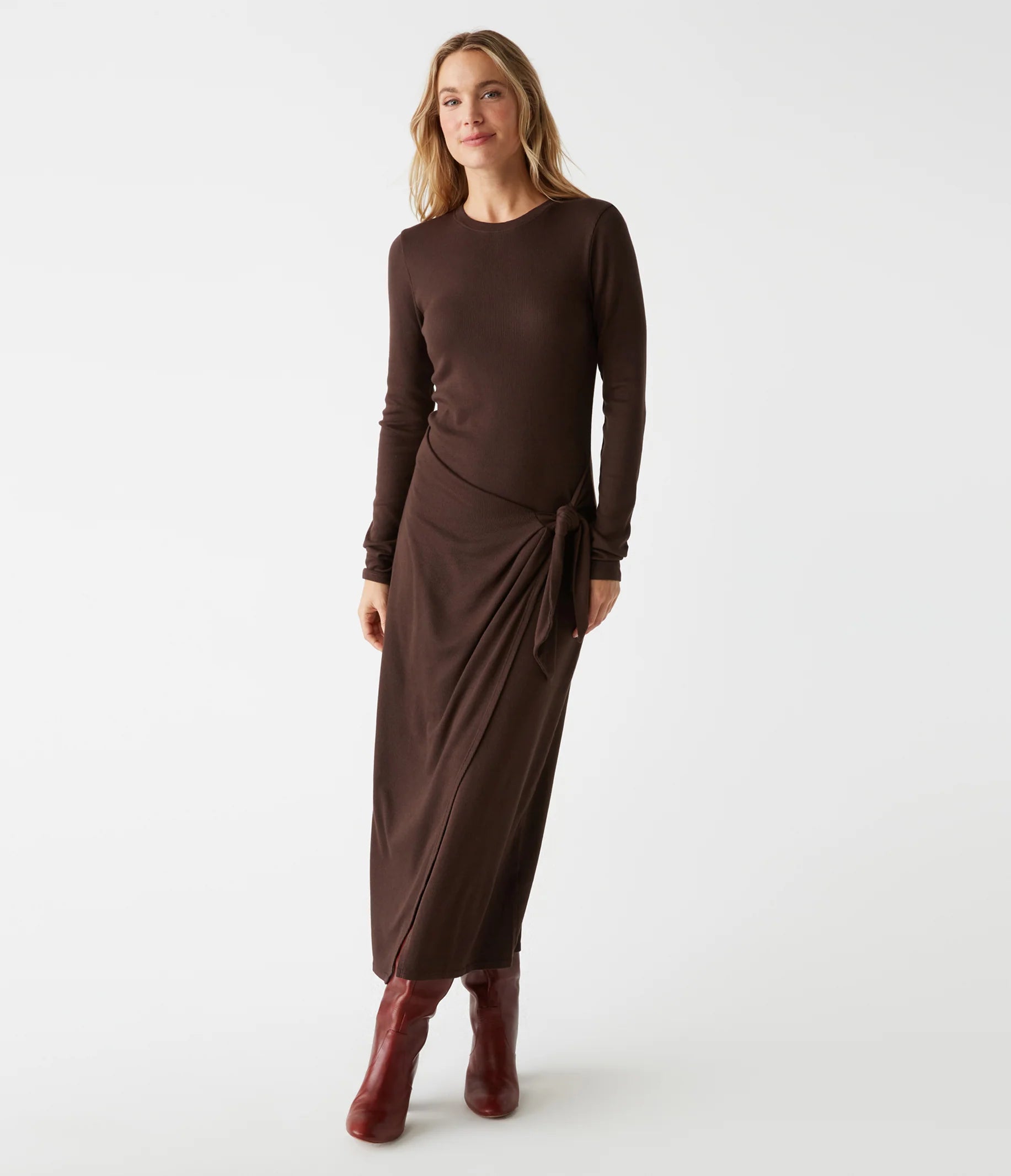 Bandeau Wine Midi Dresses -Bandeau Wine Midi Dresses -YESSENIA FAUX MIDI DRESS