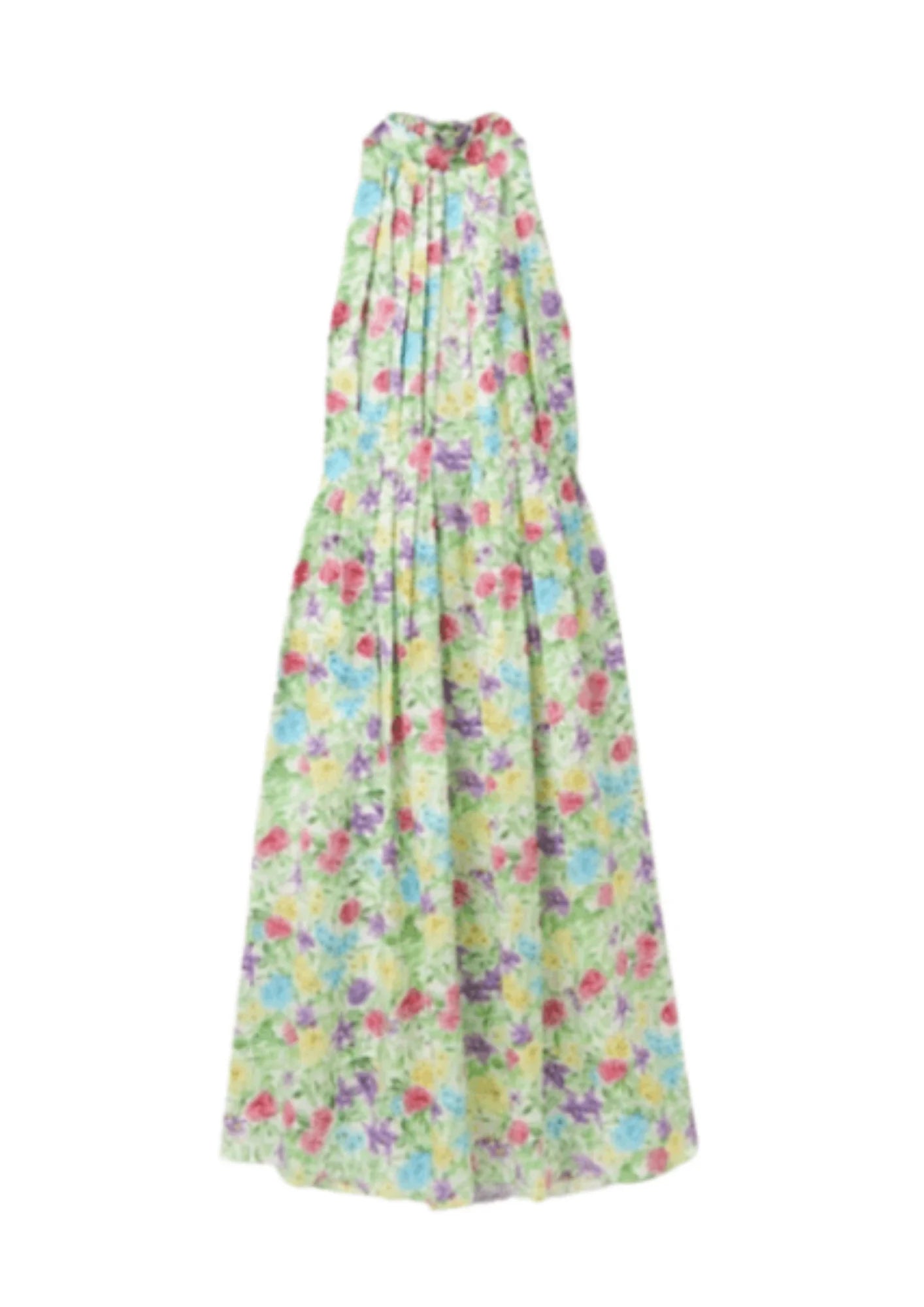 Crystal Olive Midi Dresses -Crystal Olive Midi Dresses -MULTICOLORED PLEATED FLORAL MIDI DRESS