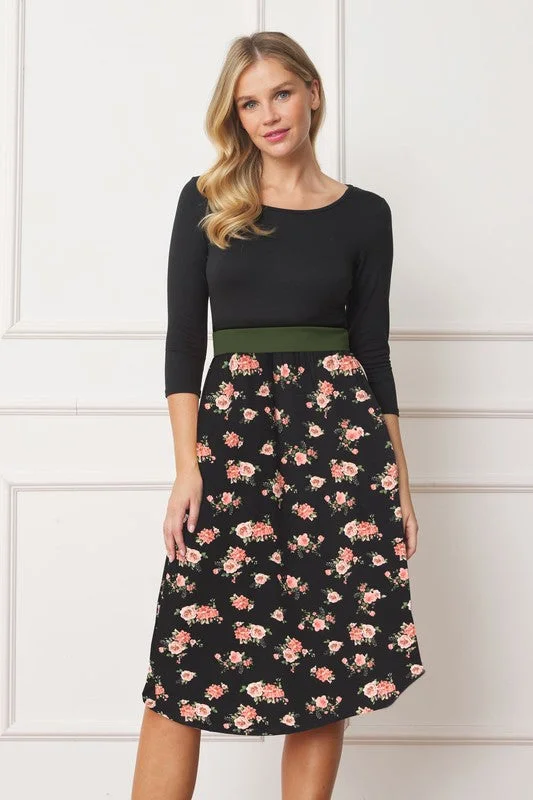 Olive Black Floral