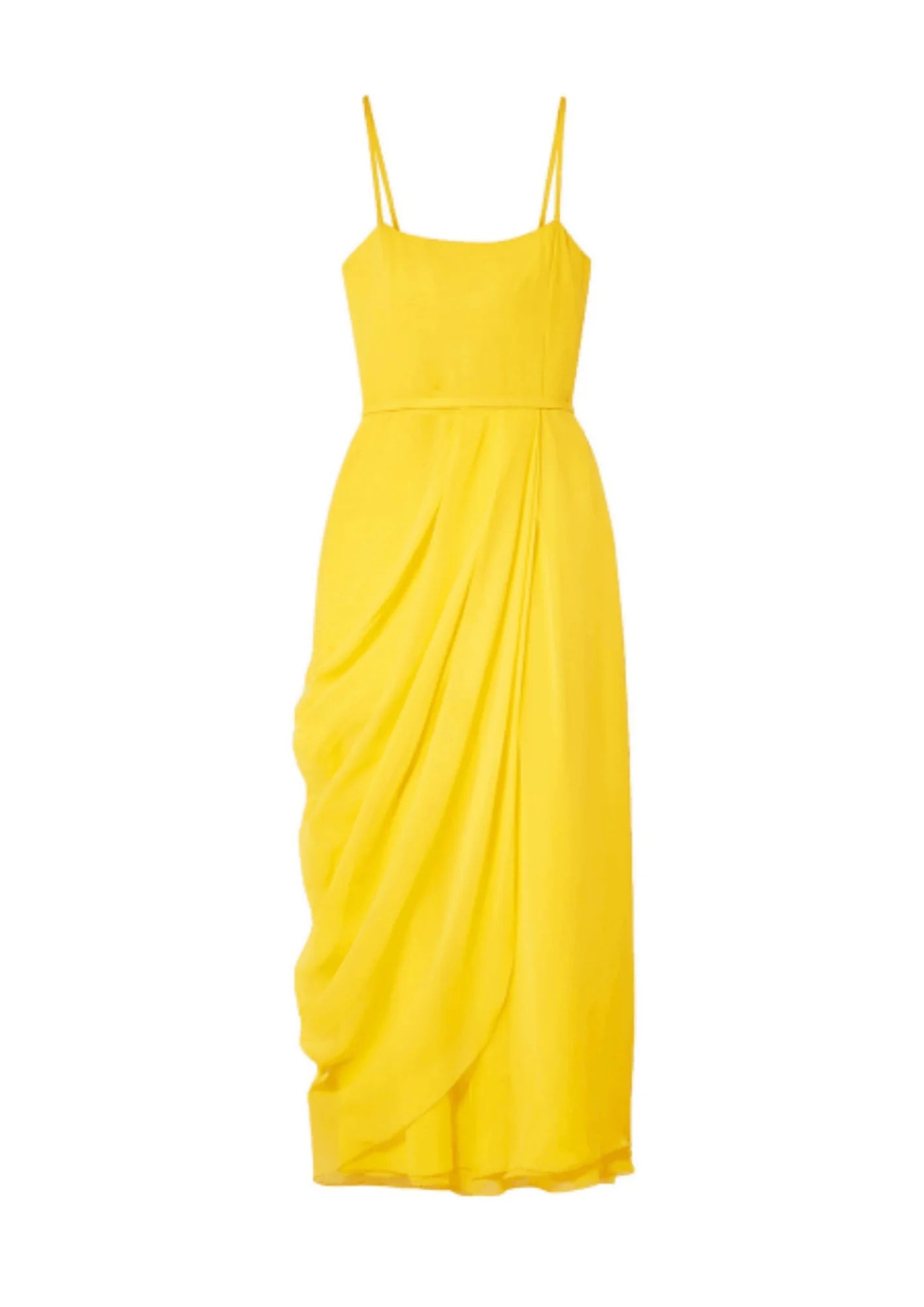 Fresh Sunflower Midi Dresses -Fresh Sunflower Midi Dresses -YELLOW WRAP-EFFECT MIDI DRESS