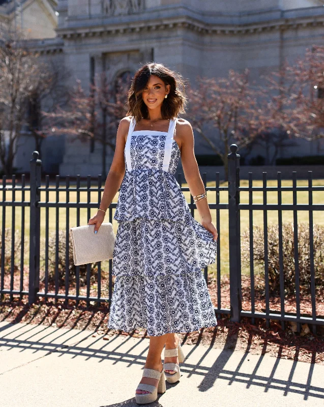 Merino Coral Midi Dresses -Merino Coral Midi Dresses -Sparrow Cotton Eyelet Tiered Midi Dress