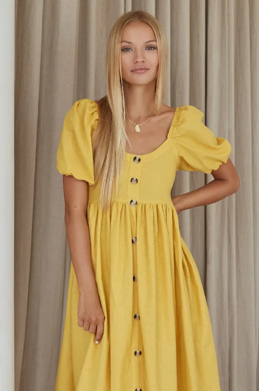 Fresh Sunflower Midi Dresses -Fresh Sunflower Midi Dresses -Adele Midi Dress