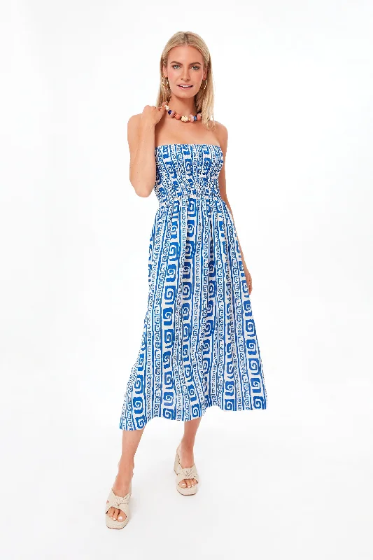 Midnight Lace-Up Gala Midi Dresses -Midnight Lace-Up Gala Midi Dresses -Pacific Blue Island Print Musee Midi Dress