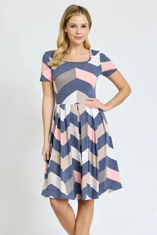 Shirred Onyx Midi Dresses -Shirred Onyx Midi Dresses -Chevron Pleated Midi Dress