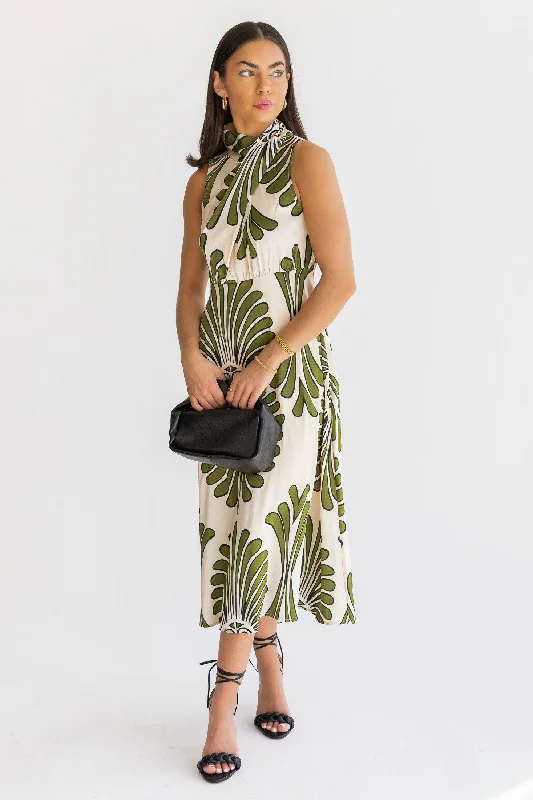 Anniversary Midi Dresses -Anniversary Midi Dresses -Alaina Olive Abstract Midi Dress - Final Sale