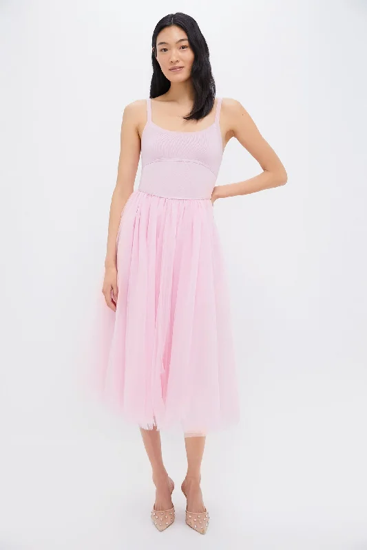 Champagne Twill Sunny Midi Dresses -Champagne Twill Sunny Midi Dresses -Pink Sleeveless Midi Dress