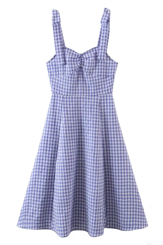 Violet Quarter Sleeve Midi Dresses -Violet Quarter Sleeve Midi Dresses -'Chloe' Gingham Sleeveless Midi Dress