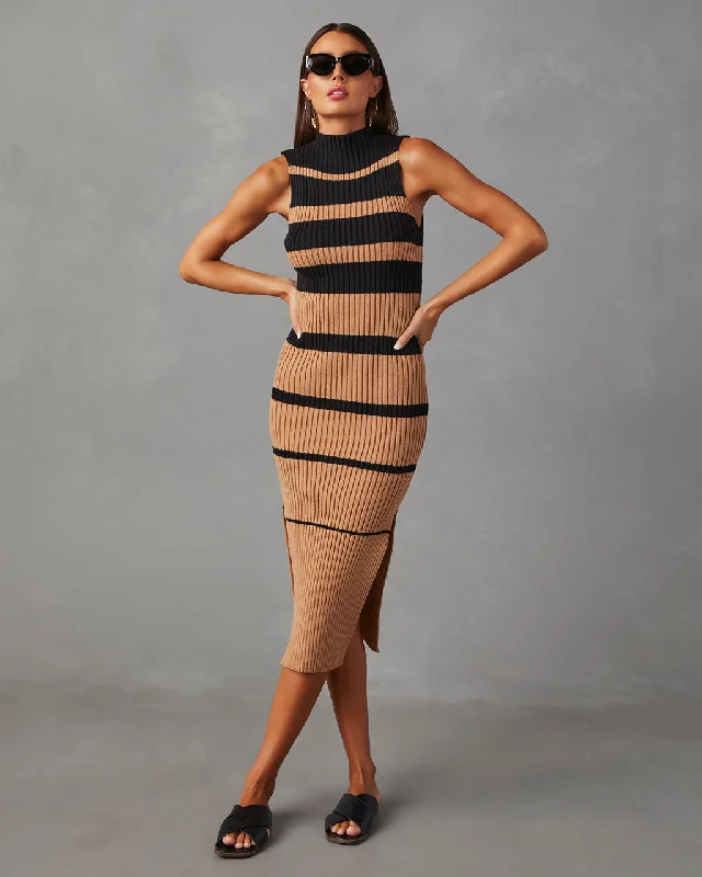 Bell Onyx Midi Dresses -Bell Onyx Midi Dresses -Deidra Sleeveless Striped Sweater Midi Dress