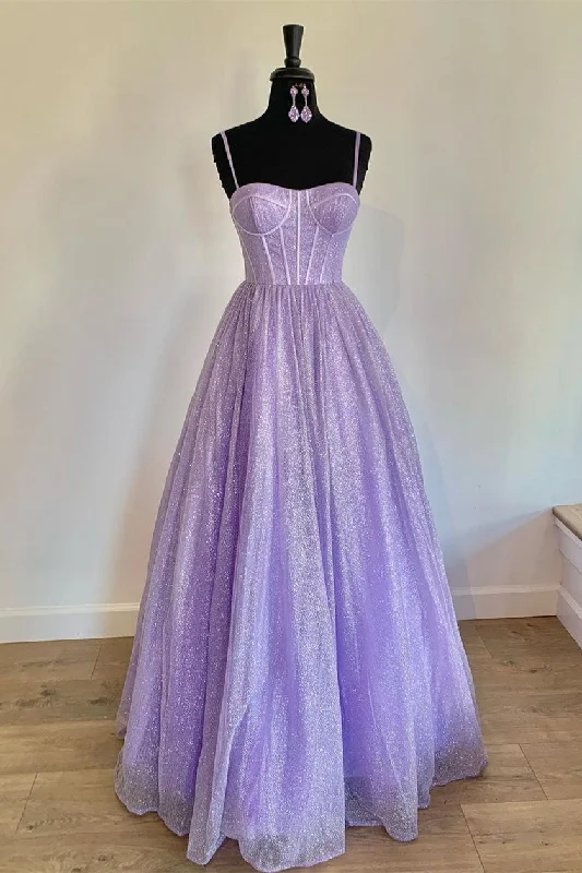 Saffron Debutante Evening Dress -A-Line Lavender/Light Blue/Pink Straps Long Formal Dress Charming Prom Dress C2271