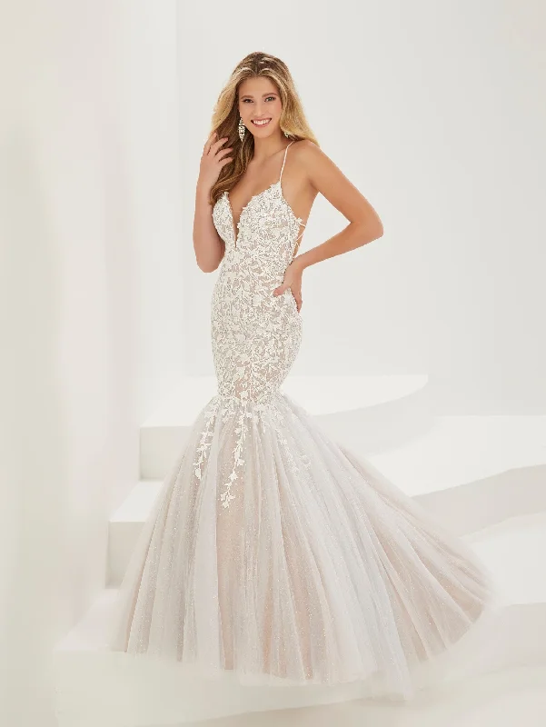 Reasonable Reception Evening Dress -Applique Sleeveless Mermaid Dress by Tiffany Designs 16943