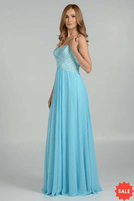 Sterling Brocade Evening Dress -Strapless Sweetheart Gown with Sequined Top by Poly USA 7714