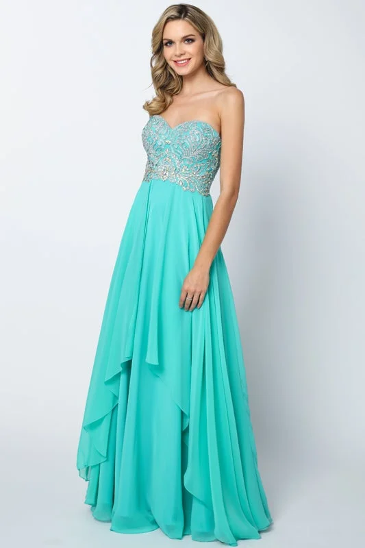 Pearl Evening Dress -Beaded Long Strapless Dress by Juliet 553