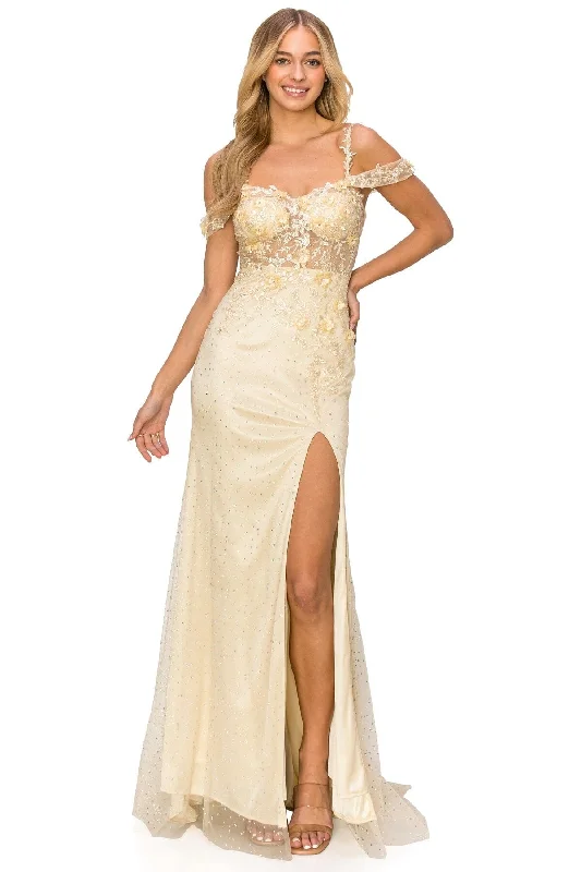 Reasonable Reception Evening Dress -Fitted Applique Slit Gown by Cinderella Couture 8049J - Outlet