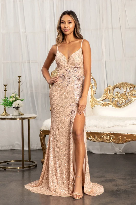 Ash Adolescent Evening Dress -Fitted Sequin Slit Gown by Elizabeth K GL3023