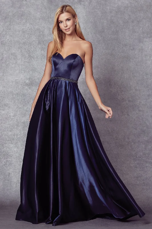 Glitz Premiere Evening Dress -Long Strapless Satin Dress by Juliet 688