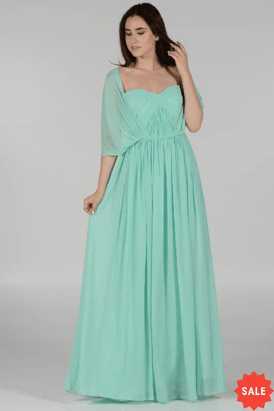 Saffron Pearl Evening Dress -Long Convertible Chiffon Dress by Poly USA 7156