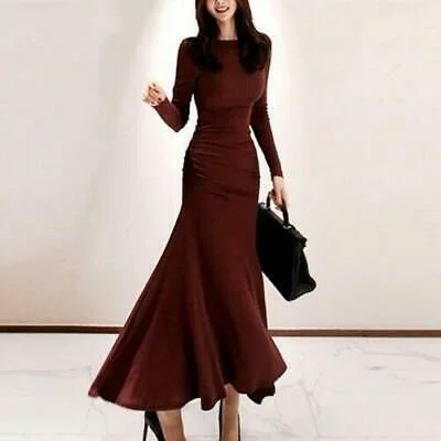 Pumpkin Sultry Reception Evening Dress -New Style Fashion Waist Pleated Temperament Goddess Fan Fishtail Dress Simple Prom Dress C2052