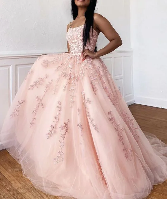 Magenta Poised Evening Dress -Pink lace long prom dress A line evening dress C1707