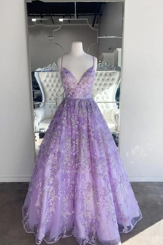 Yesteryear Evening Dress -Purple lace long ball gown dress formal dress prom dress evening dress C383