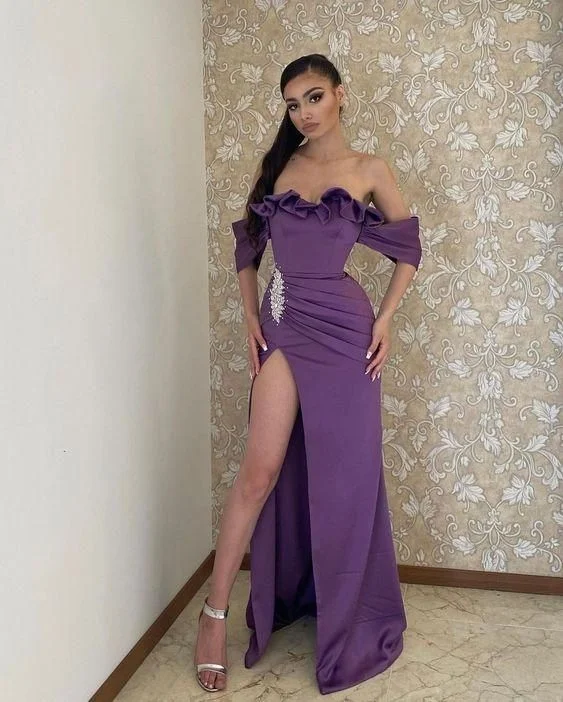 Fawn Maternal Evening Dress -Purple long evening dress Prom Dress C2328