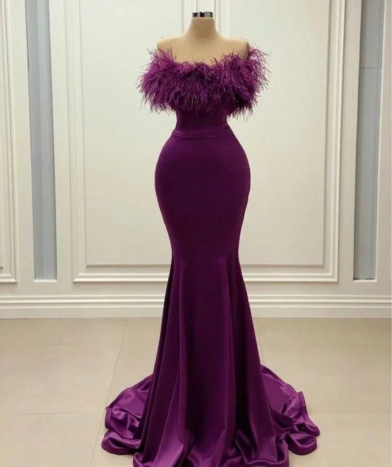 Saffron Extravagant Soiree Evening Dress -Purple Long Prom Dress, Long Purple Formal Dress,Evening Dress C1193